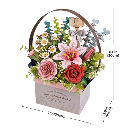 Rowood TW03H Wooden Flower Basket 3D Wooden Puzzle - Thumbnail