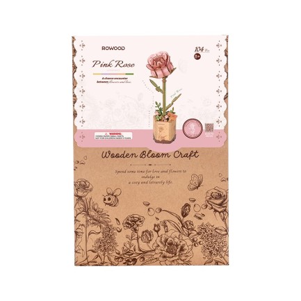 Rowood TW041 Pembe Gül (Pink Rose) DIY Minyatür Maket Model Seti Ahşap 3D Wooden Puzzle 3D Model Kit Ahşap Maket Dekoratif Hobi Seti - Thumbnail