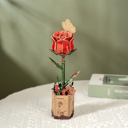 Rowood TW042 Kırmızı Gül (Red Rose) DIY Minyatür Maket Model Set Ahşap 3D Wooden Puzzle 3D Model Kit Ahşap Maket Dekoratif Hobi Seti - Thumbnail