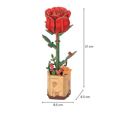 Rowood TW042 Kırmızı Gül (Red Rose) DIY Minyatür Maket Model Set Ahşap 3D Wooden Puzzle 3D Model Kit Ahşap Maket Dekoratif Hobi Seti - Thumbnail