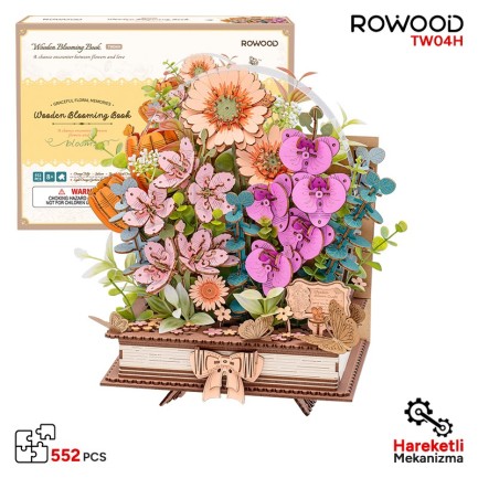 Rowood - Rowood TW04H Wooden Blooming Book 3D Wooden Puzzle