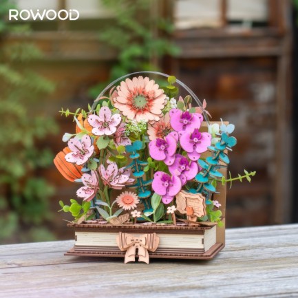 Rowood TW04H Wooden Blooming Book 3D Wooden Puzzle - Thumbnail