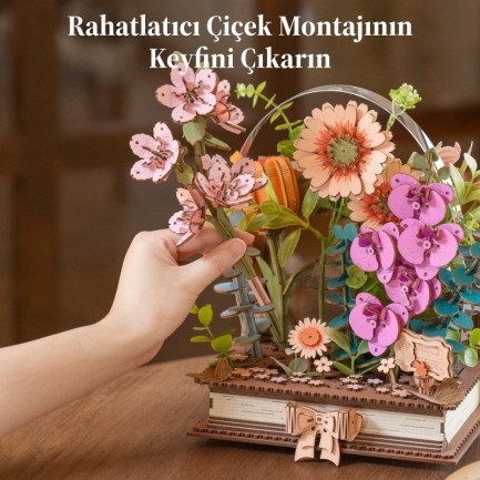 Rowood TW04H Wooden Blooming Book 3D Wooden Puzzle - Thumbnail