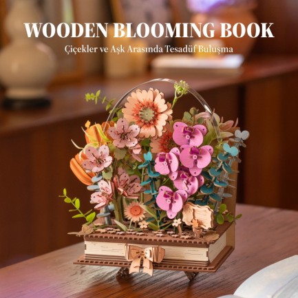Rowood TW04H Wooden Blooming Book 3D Wooden Puzzle - Thumbnail