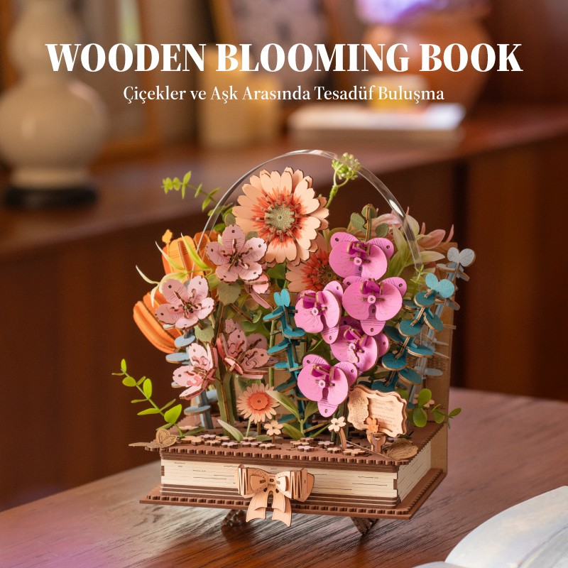 Rowood TW04H Wooden Blooming Book 3D Wooden Puzzle