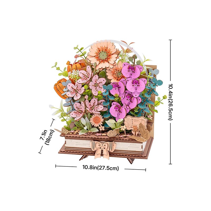 Rowood TW04H Wooden Blooming Book 3D Wooden Puzzle
