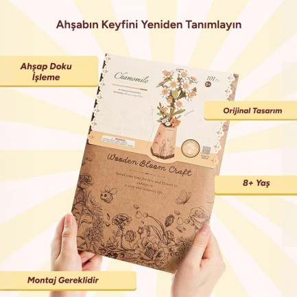 Rowood TW061 Papatya Çiçeği Chamomile DIY Minyatür Maket Model Seti Ahşap 3D Wooden Puzzle Model Kit Ahşap Maket Dekoratif Hobi Seti - Thumbnail