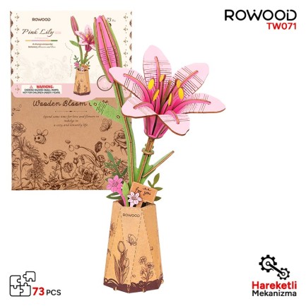 Rowood - Rowood TW071 Pink Lily 3D Wooden Puzzle