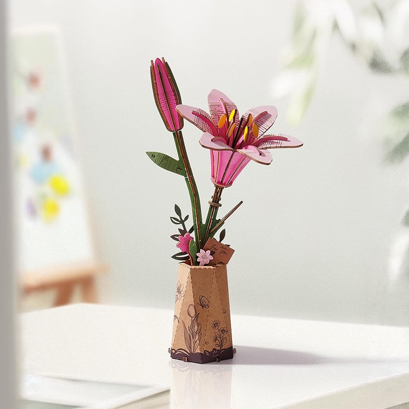 Rowood TW071 Pink Lily 3D Wooden Puzzle