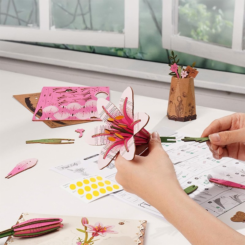 Rowood TW071 Pink Lily 3D Wooden Puzzle