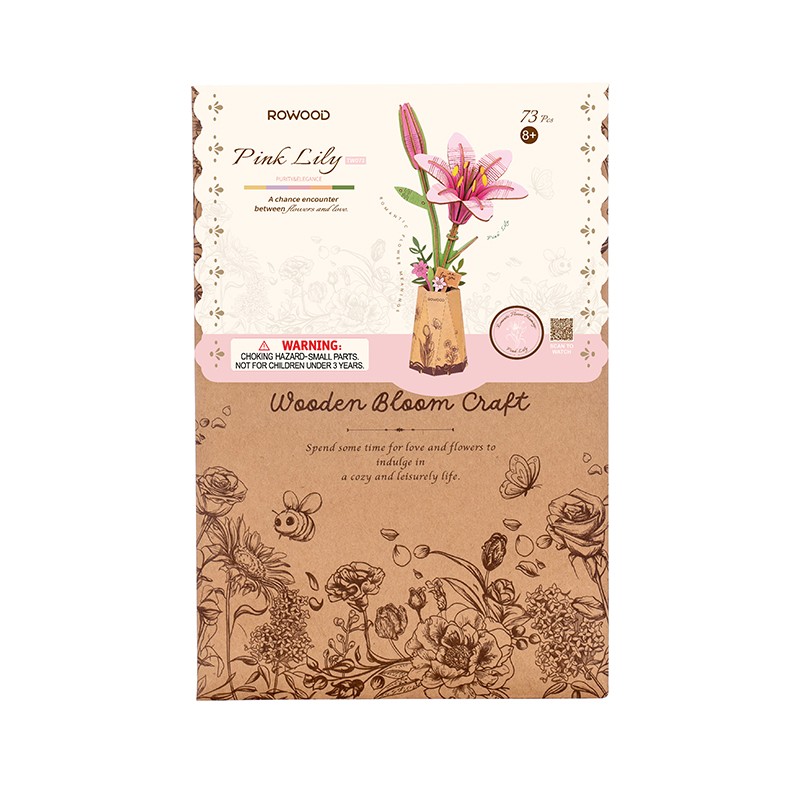 Rowood TW071 Pink Lily 3D Wooden Puzzle
