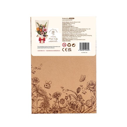 Rowood TW071 Pink Lily 3D Wooden Puzzle - Thumbnail