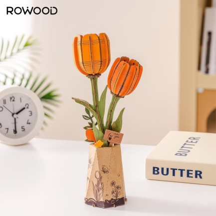 Rowood TW081 Lale Çiçeği (Orange Tulip) DIY Minyatür Maket Model Seti Ahşap 3D Wooden Puzzle 3D Model Kit Ahşap Maket Dekoratif Hobi Seti - Thumbnail