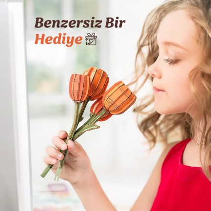 Rowood TW081 Lale Çiçeği (Orange Tulip) DIY Minyatür Maket Model Seti Ahşap 3D Wooden Puzzle 3D Model Kit Ahşap Maket Dekoratif Hobi Seti - Thumbnail