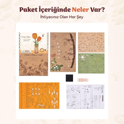 Rowood TW081 Lale Çiçeği (Orange Tulip) DIY Minyatür Maket Model Seti Ahşap 3D Wooden Puzzle 3D Model Kit Ahşap Maket Dekoratif Hobi Seti - Thumbnail