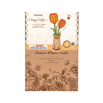 Rowood TW081 Lale Çiçeği (Orange Tulip) DIY Minyatür Maket Model Seti Ahşap 3D Wooden Puzzle 3D Model Kit Ahşap Maket Dekoratif Hobi Seti - Thumbnail