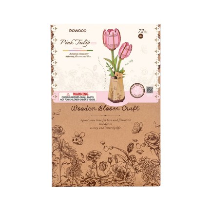 Rowood TW082 Pembe Lale Çiçek (Pink Tulip) DIY Minyatür Maket Model Ahşap 3D Wooden Puzzle Model Kit Ahşap Maket Dekoratif Hobi Seti - Thumbnail