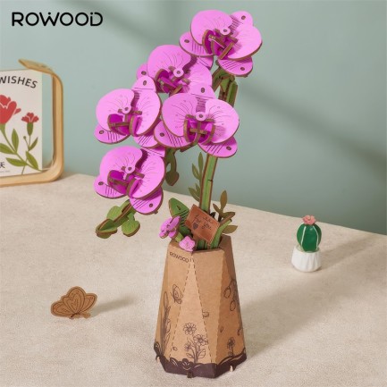 Rowood TW091 Orkide Çiçeği Purple Moth Orchid DIY Minyatür Maket Model Set Ahşap 3D Wooden Puzzle Model Kit Ahşap Maket Dekoratif Hobi Seti - Thumbnail