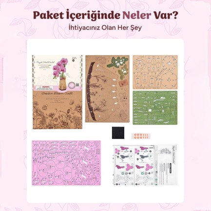 Rowood TW091 Orkide Çiçeği Purple Moth Orchid DIY Minyatür Maket Model Set Ahşap 3D Wooden Puzzle Model Kit Ahşap Maket Dekoratif Hobi Seti - Thumbnail