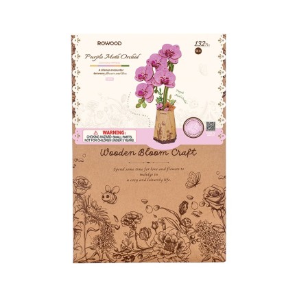 Rowood TW091 Orkide Çiçeği Purple Moth Orchid DIY Minyatür Maket Model Set Ahşap 3D Wooden Puzzle Model Kit Ahşap Maket Dekoratif Hobi Seti - Thumbnail