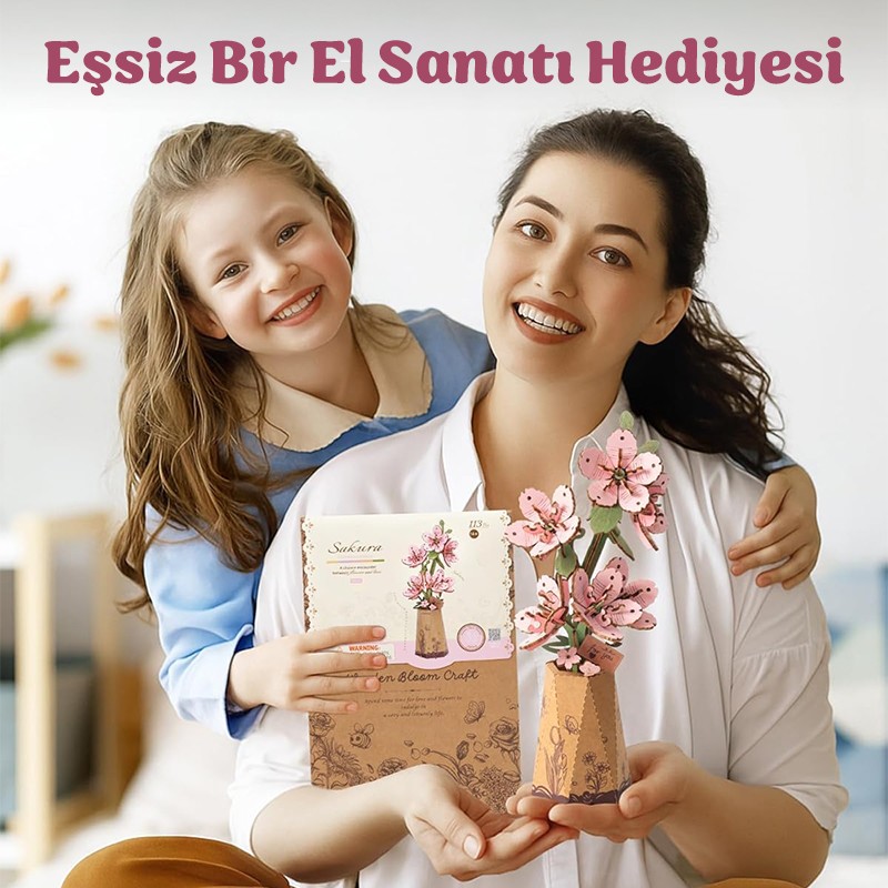Rowood TW101 Kiraz Çiçeği (Sakura) DIY Minyatür Maket Model Seti Ahşap 3D Wooden Puzzle 3D Model Kit Ahşap Maket Dekoratif Hobi Seti