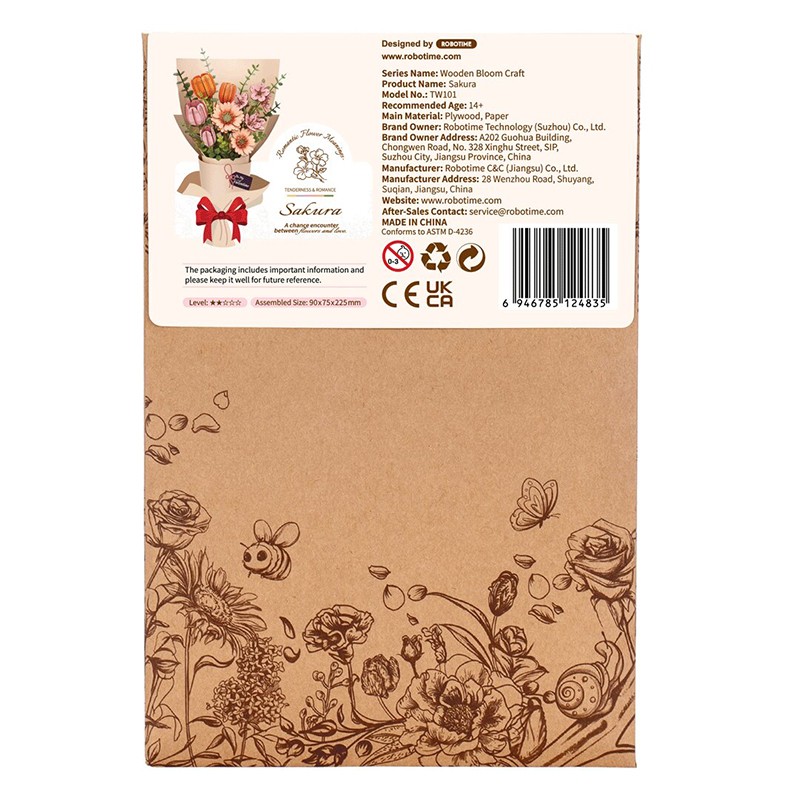Rowood TW101 Kiraz Çiçeği (Sakura) DIY Minyatür Maket Model Seti Ahşap 3D Wooden Puzzle 3D Model Kit Ahşap Maket Dekoratif Hobi Seti
