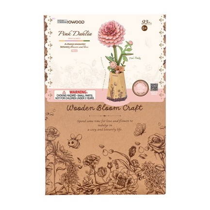 Rowood TW131 Yıldız Çiçeği Pink Dahlia DIY Minyatür Maket Model Set Ahşap 3D Wooden Puzzle Model Kit Ahşap Maket Dekoratif Hobi Seti - Thumbnail