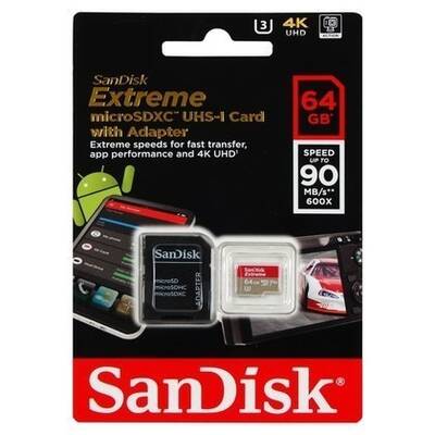 Sandisk Extreme 64 GB 100MB/s 4K A1 MicroSD ADP