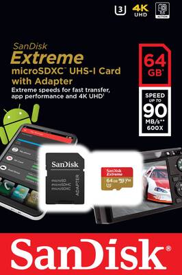 Sandisk Extreme 64 GB 600x Class 10 U3 Hafıza Kartı