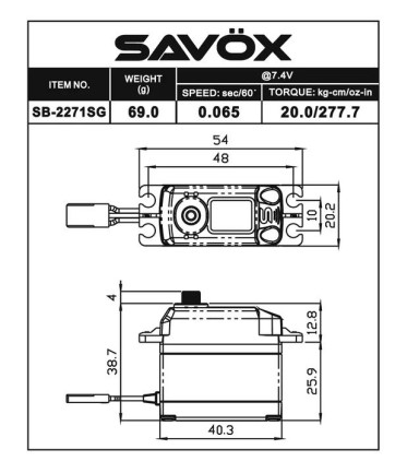 Savox SB2271SG-BE Black Edition Digital Servo Brushless Motor High Voltage Çelik Dişli - Thumbnail