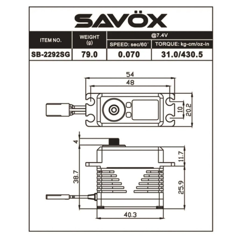 Savox SB2292SG Black Edition Digital Servo Brushless Motor High Voltage Çelik Dişli Savox SB2292SG Black Edition Digital Servo Brushless Motor High Voltage Çelik Dişli