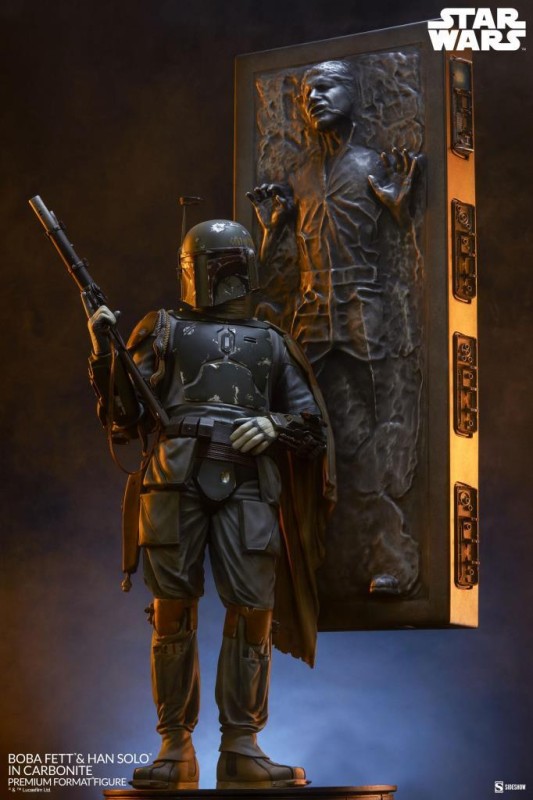 Sideshow Collectibles Boba Fett and Han Solo in Carbonite Premium Format Figure - 400373