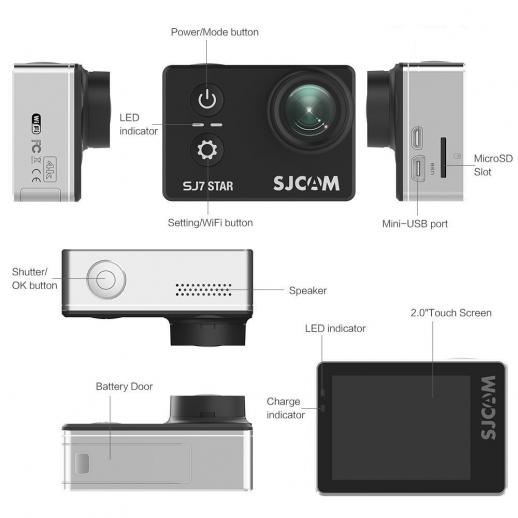 SJCAM SJ7 Star 4K Aksiyon Kamerası - Gri