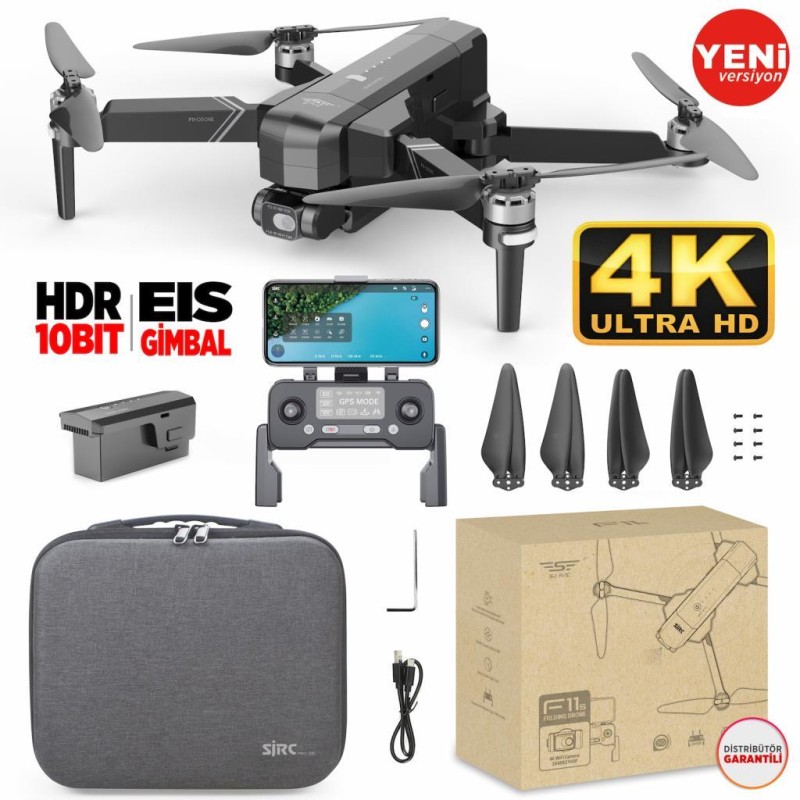 SJRC F11 Pro 4K Kameralı Drone Seti - 1.5 KM Menzil - 26 Dakika Uçuş Süresi + Çanta + EIS Stabilizasyon Gimbal