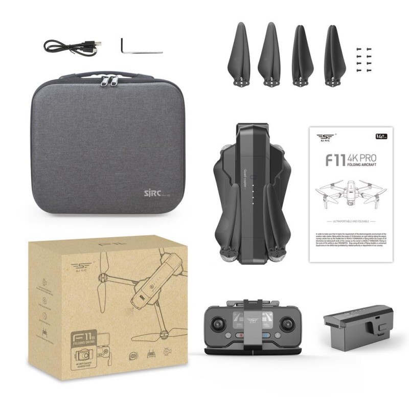 SJRC F11 Pro 4K Kameralı Drone Seti - 1.5 KM Menzil - 26 Dakika Uçuş Süresi + Çanta + EIS Stabilizasyon Gimbal