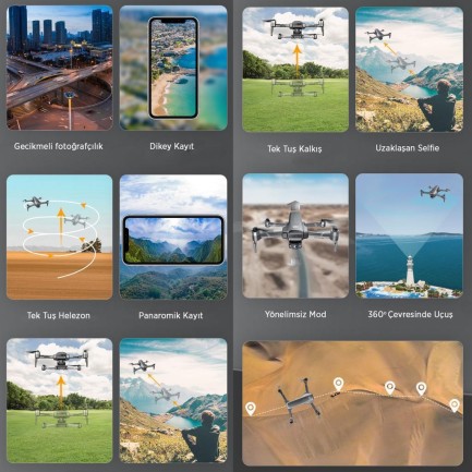 SJRC F22 S2+ XR 4K Kameralı Drone Seti - Ekranlı Kumanda-6KM Menzil+Çarpışma Sensörü+40 Dakika Uçuş Süresi+Çanta+EIS Gimbal - Thumbnail