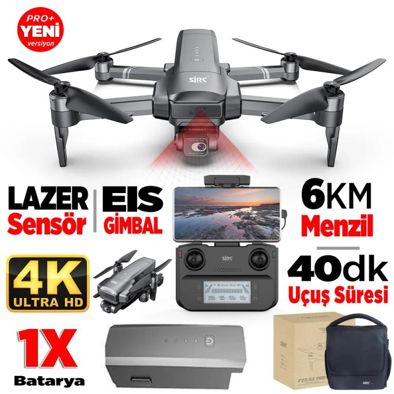SJRC F22 S2 Pro+ 4K Kameralı Drone Seti - 6KM Menzil+Çarpışma Sensörü+40 Dakika Uçuş Süresi+Çanta+EIS Gimbal