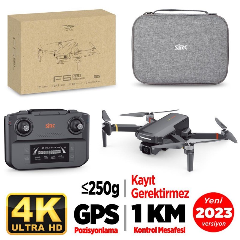 SJRC F5s Pro 4K Kameralı Drone Seti+1KM Menzil+30 Dakika Uçuş Süresi+Çanta+Takip Modu