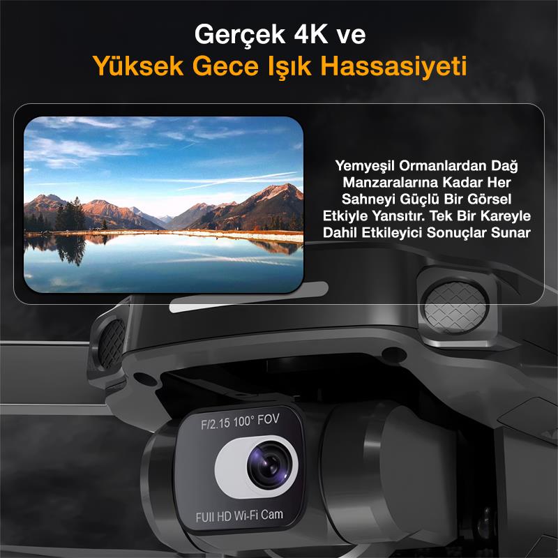 SJRC F5S Pro+ Plus Combo 4K Kameralı Drone Seti +2Batarya+3.5KM Menzil+30 Dakika Uçuş Süresi+Çanta+EIS Gimbal+Takip Modu