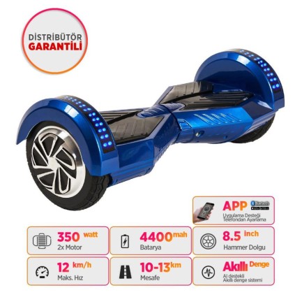 Smart Balance CS-813 Elektrikli Kaykay Hoverboard Scooter Self Balancing 8.5 Inch Ledli Uzay Kasa Bluetooth Mavi - Taşıma Çantası Hediye - Thumbnail