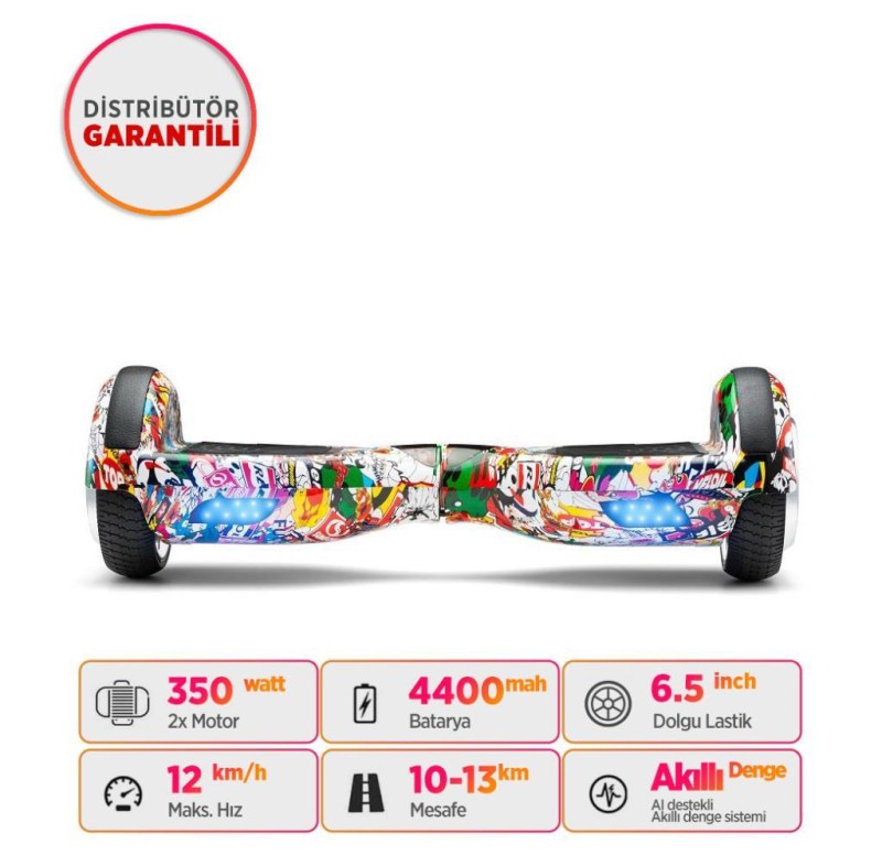 Smart Balance N3S Elektrikli Kaykay Hoverboard Scooter Self Balancing 6.5 Inch Grafity Desenli 19