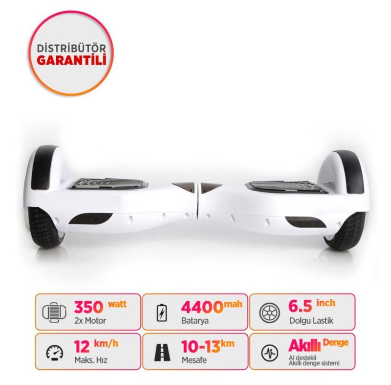 Smart Balance N3 Elektrikli Kaykay Hoverboard Scooter Self Balancing 6.5 Inch Ledli Beyaz