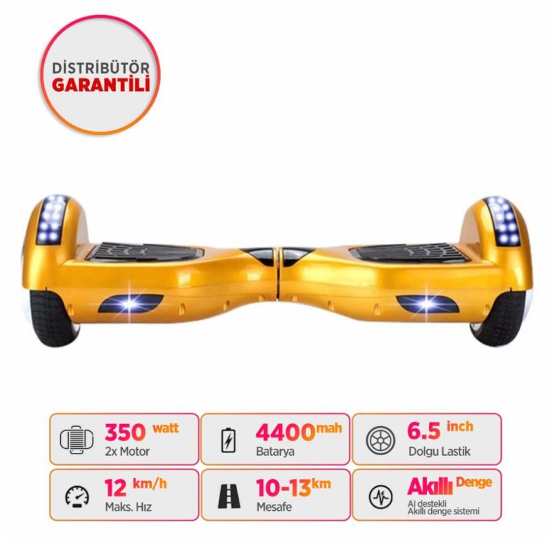 Smart Balance N3 Elektrikli Kaykay Hoverboard Scooter Self Balancing 6.5 Inch Ledli Gold