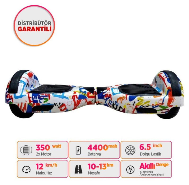 Smart Balance N3S Elektrikli Kaykay Hoverboard Scooter Self Balancing 6.5 Inch Grafity Desenli 11