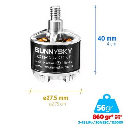 Sunnysky - SunnySky A2212 1250KV Brushless Fırçasız Motor Multikopter Multirotor Drone Motoru CCW (Saat Yönü Tersi) - 1 Adet