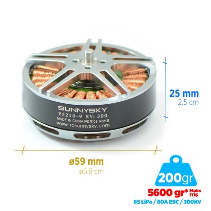 Sunnysky - SunnySky V5210 KV300 Brushless Fırçasız Motor Multikopter Multirotor Drone Motoru - 1 Adet