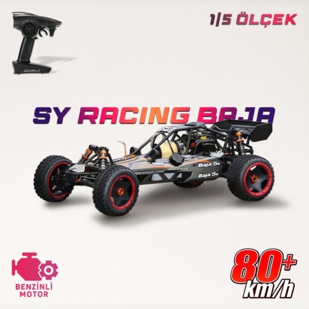 SY RACING - SY RACING 1/5 Baja 5B 30.5CC RTR Kurşunsuz Benzinli Uzaktan Kumandalı RC Arazi Model Araba 80+kmh 75CM Uzunluk Offroad Gri (Kullanıma Hazır)