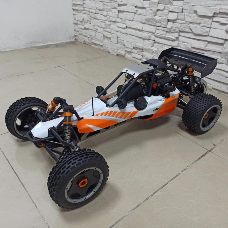 SY RACING 1/5 Baja 5B 30.5CC RTR Kurşunsuz Benzinli Uzaktan Kumandalı RC Arazi Model Araba 80+kmh 75CM Uzunluk Offroad Turuncu (Kullanıma Hazır)