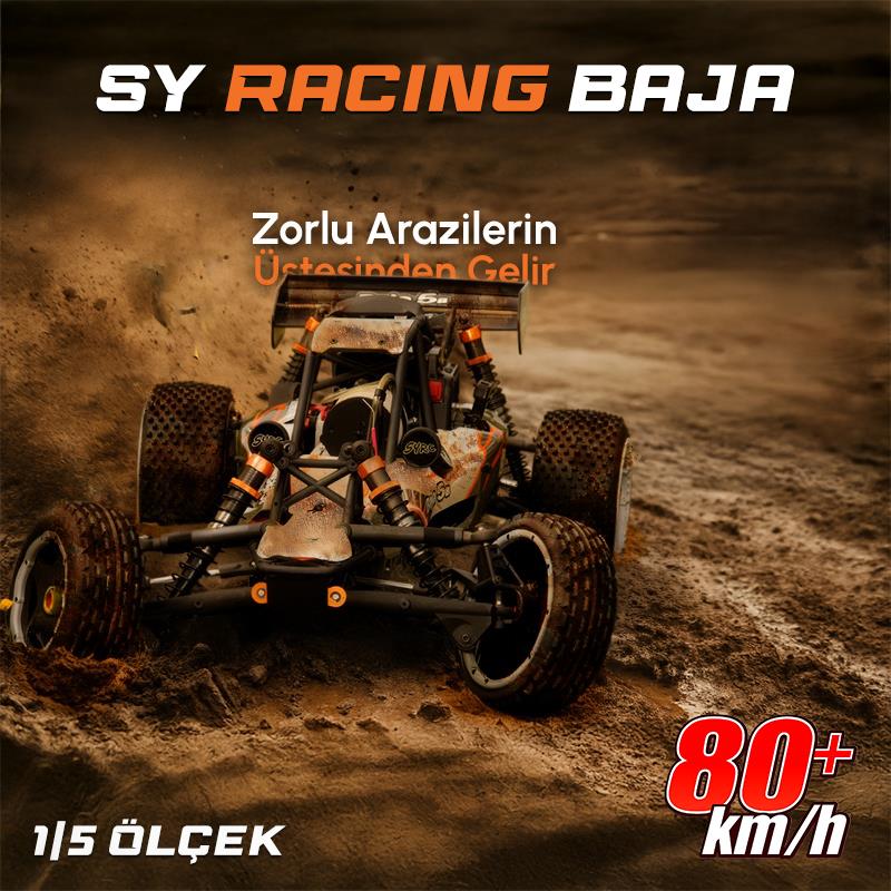 SY RACING 1/5 Baja 5B 30.5CC RTR Kurşunsuz Benzinli Uzaktan Kumandalı RC Arazi Model Araba 80+kmh 75CM Uzunluk Offroad Turuncu (Kullanıma Hazır) SYRACING/BAJA5B-TURUNCU