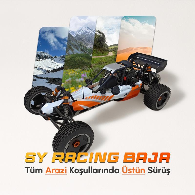SY RACING 1/5 Baja 5B 30.5CC RTR Kurşunsuz Benzinli Uzaktan Kumandalı RC Arazi Model Araba 80+kmh 75CM Uzunluk Offroad Turuncu (Kullanıma Hazır) SYRACING/BAJA5B-TURUNCU